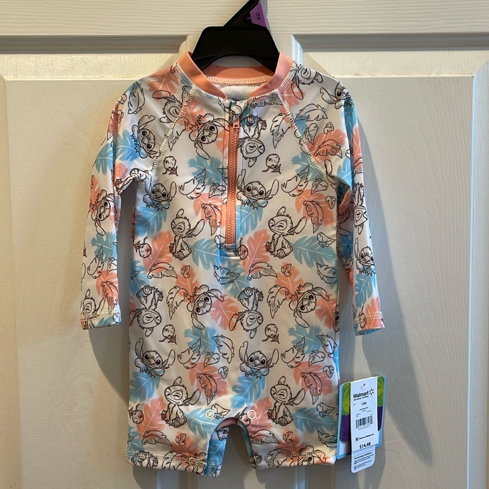 NWT Disney’s Stitch long sleeve swim SZ-12M
